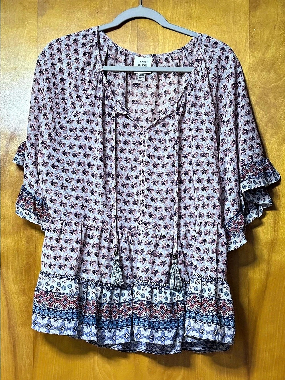 Knox Rose Floral Tunic in Pink & Blue Size XXL NWT